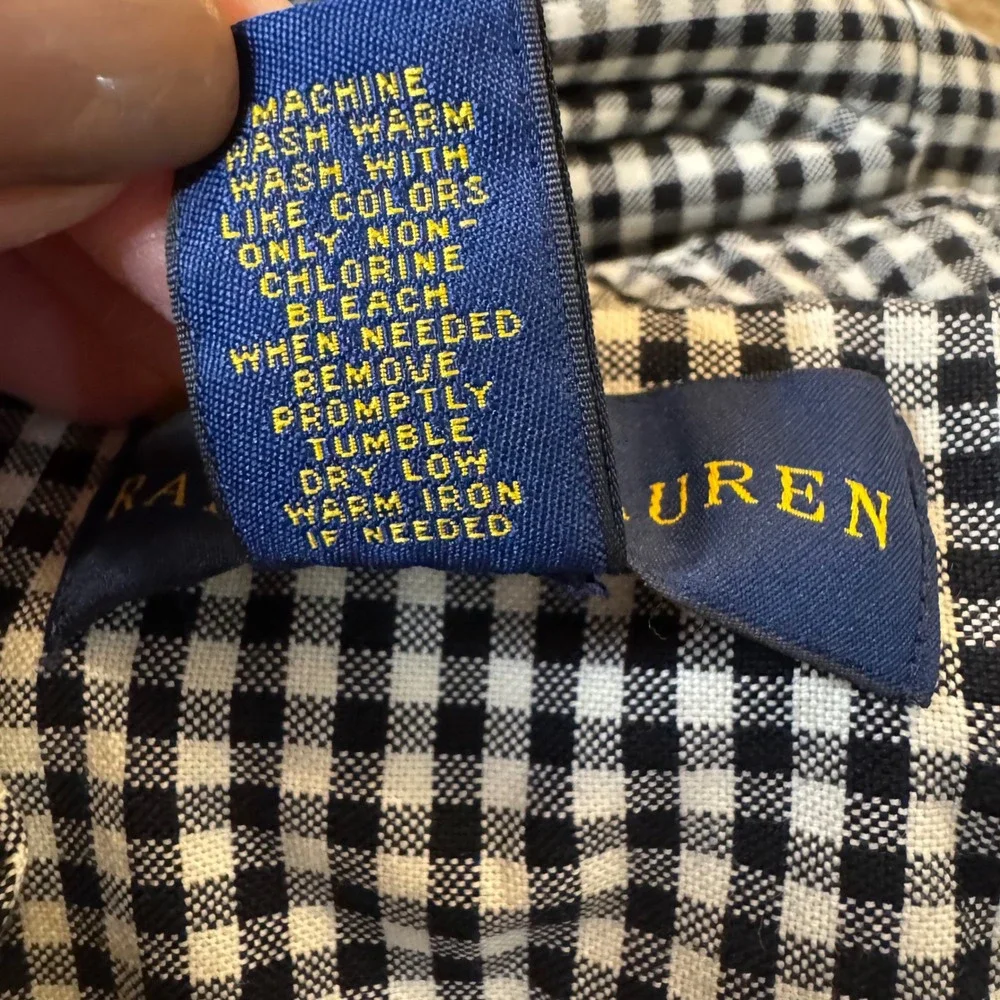 Kids Ralph‎ Lauren Black Gingham Button Down Shirt Red Pony Logo Size M 10-12